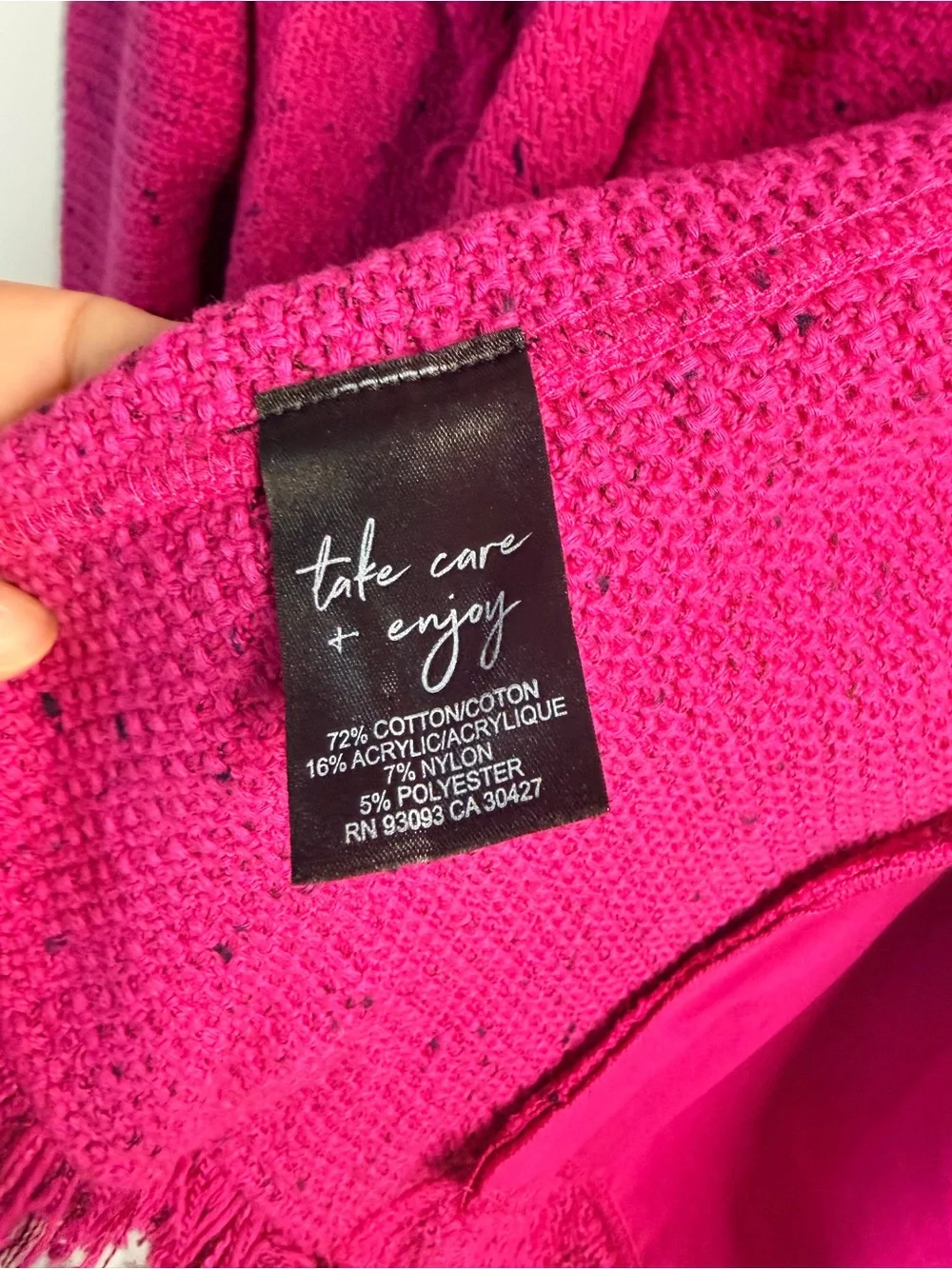 Nic + Zoe got pink tweed open front blazer